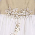 Girls Gold Floral Embroidered Dress, 1, hi-res