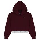 Girls Burgundy Logo Hooded Top, 1, hi-res