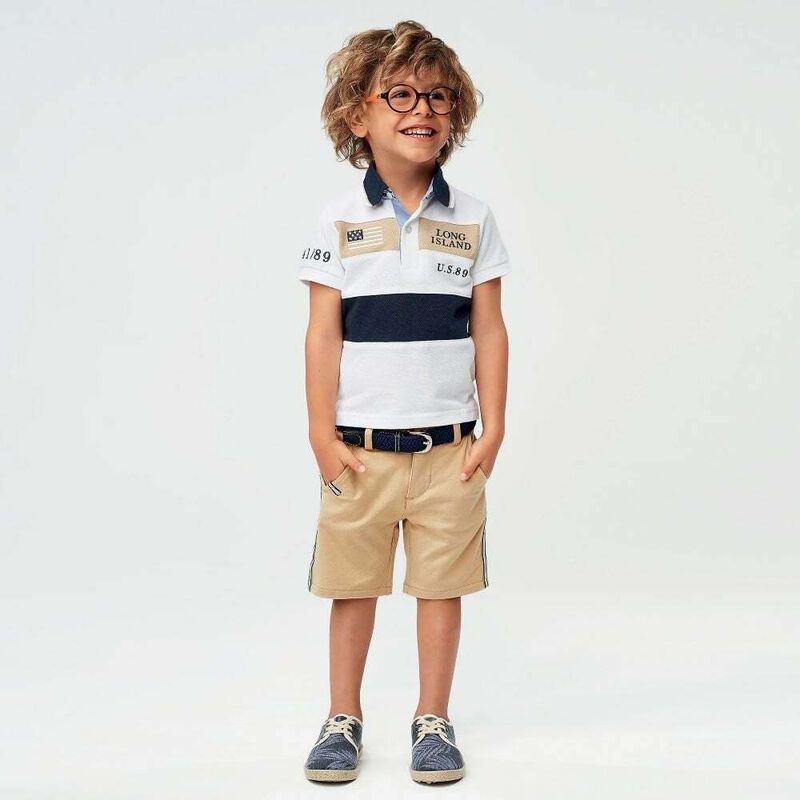 Boys White Embroidered Polo Shirt, 1, hi-res image number null