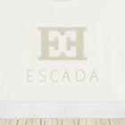 Girls Ivory & Gold Logo Dress, 1, hi-res