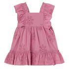 Younger Girls Pink Embroidered Dress, 1, hi-res