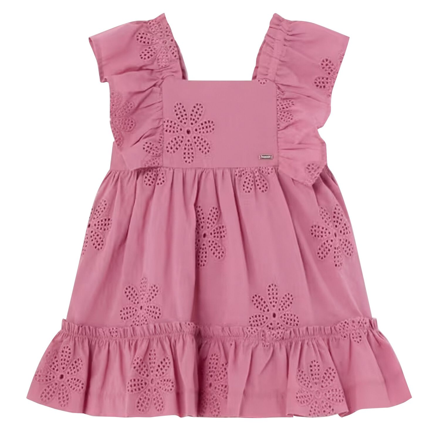 Younger Girls Pink Embroidered Dress, 1, hi-res