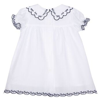 Baby Girls White Floral Scalloped Dress