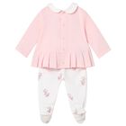 Baby Girls Pink & White 2 Piece Babygrow, 1, hi-res