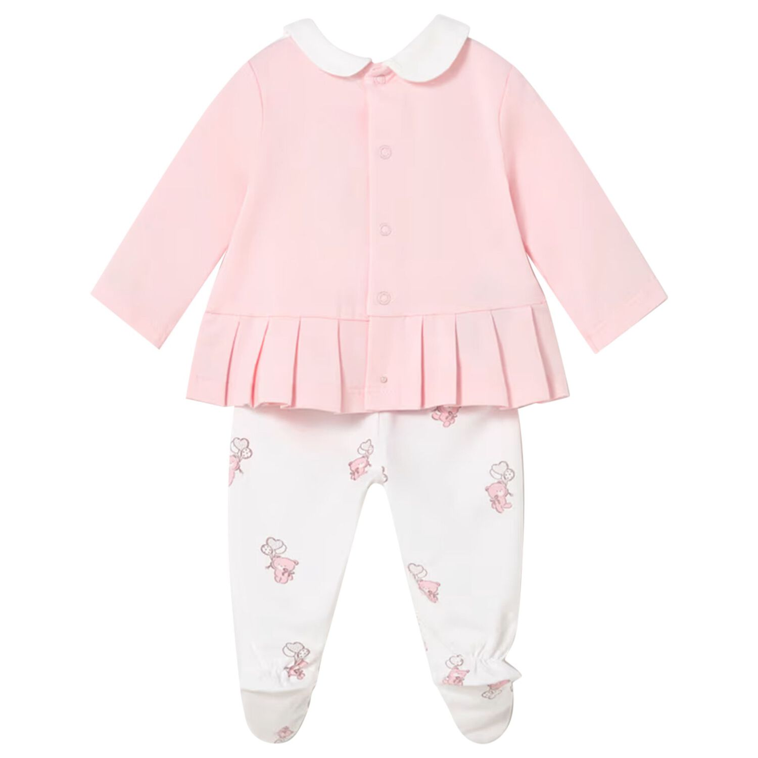 Baby Girls Pink & White 2 Piece Babygrow, 1, hi-res