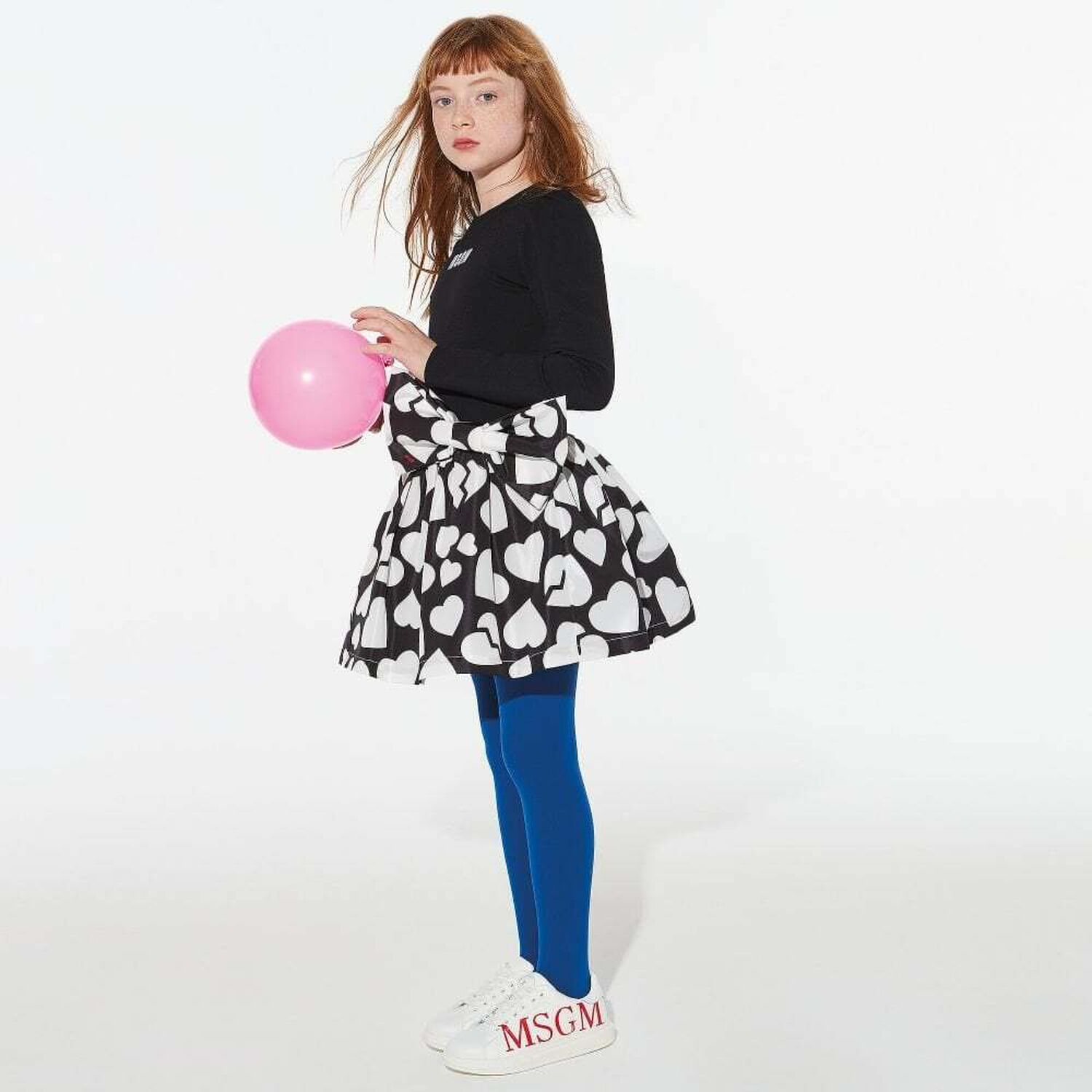 فستان باللون الاسود والابيض للبنات, 1, hi-res