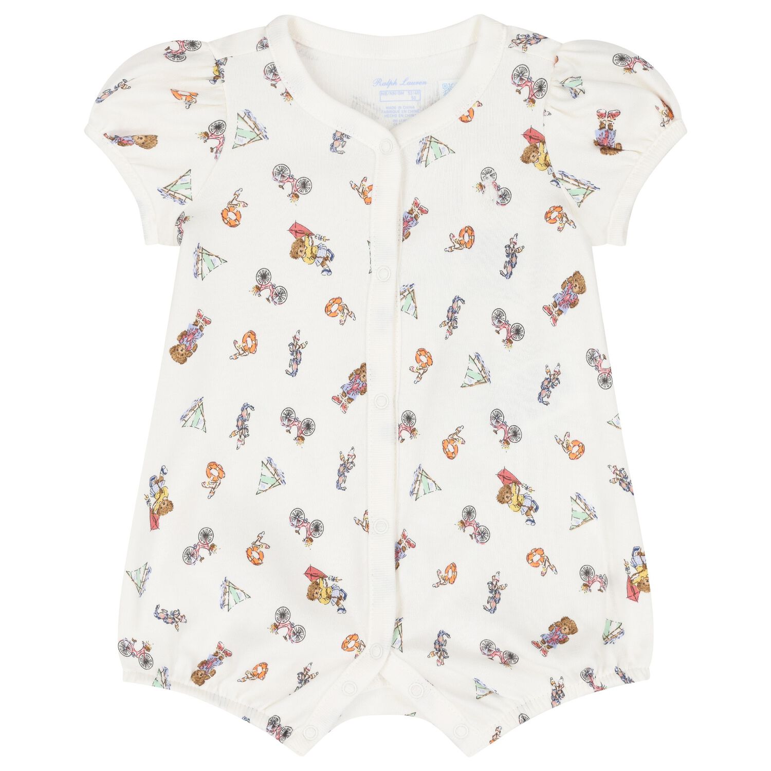 رومبير بنات بطبعة الدب تيدي باللون العاجي, 1, hi-res