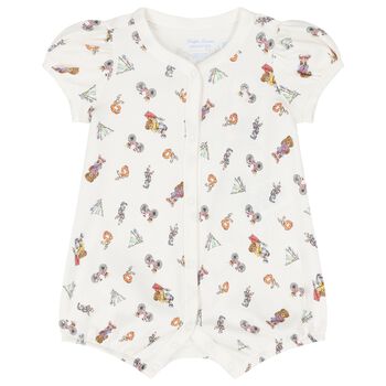 Baby Girls Ivory Teddy Bear Romper