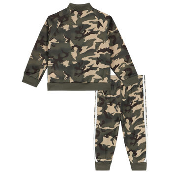 Baby Boys Khaki Green Camouflage Logo Tracksuit