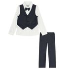Boys Navy Blue & White Trousers Set, 1, hi-res