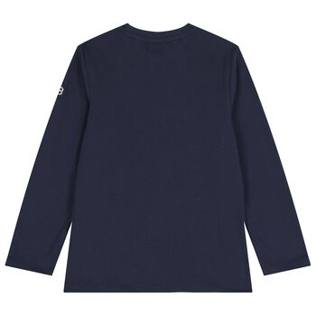 Boys Navy Blue Logo Long Sleeve Top