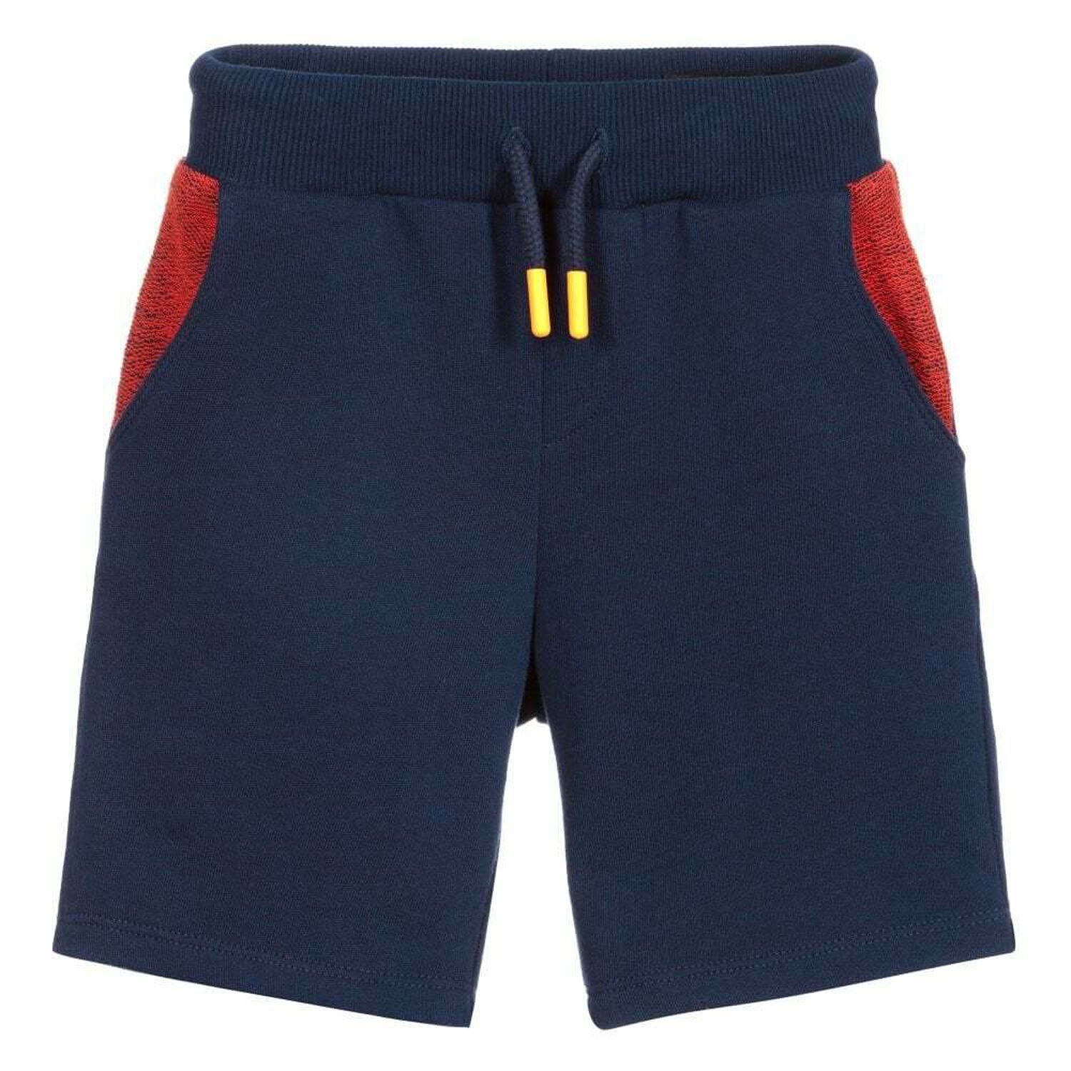 Boys Navy & Orange Logo Shorts, 1, hi-res image number null