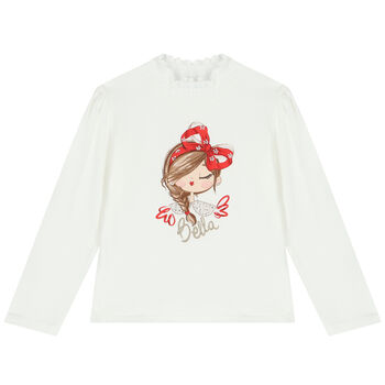 Girls Ivory Long Sleeve Top