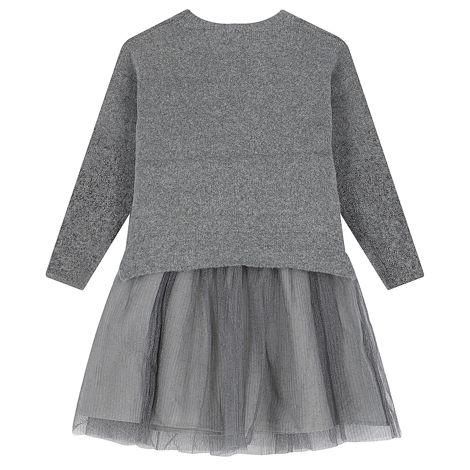 Girls Grey Glitters Dress Set, 2, hi-res