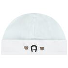 Baby Boys Blue & White Logo Hat, 1, hi-res