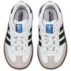 Younger White & Black Logo Samba Trainers, 1, hi-res