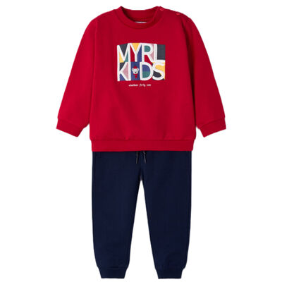 Younger Boys Navy & Red Logo Tracksuit
