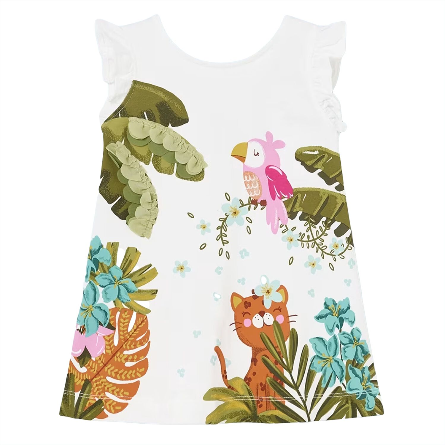 فستان بنات بطبعة باللون الأبيض, 2, hi-res image number null