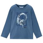 Boys Blue Headphone Long Sleeve Top, 3, hi-res
