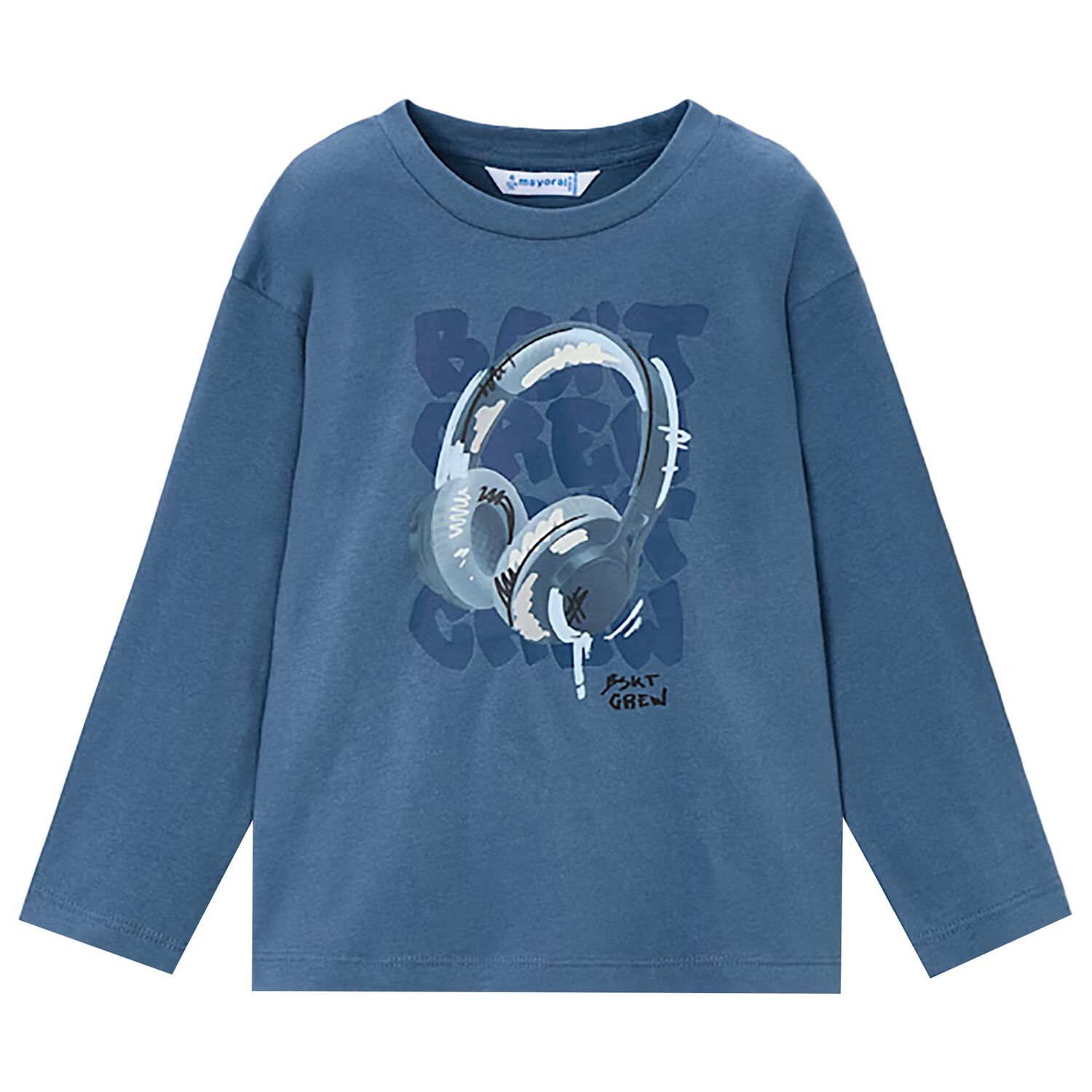 Boys Blue Headphone Long Sleeve Top, 3, hi-res