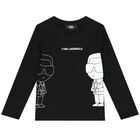 Boys Black Logo Long Sleeve Top, 1, hi-res