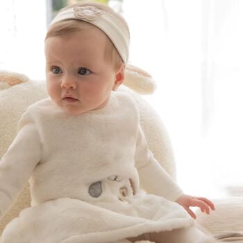 Baby Girls Ivory Faux Fur Dress Set
