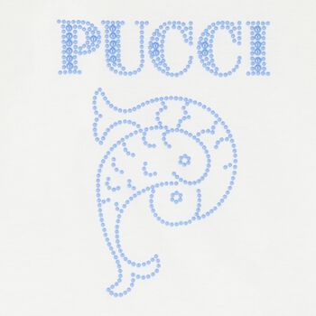 Girls White Cotton Beads Embellished Logo T-Shirt