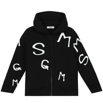 Boys Black Logo Zip Up Top