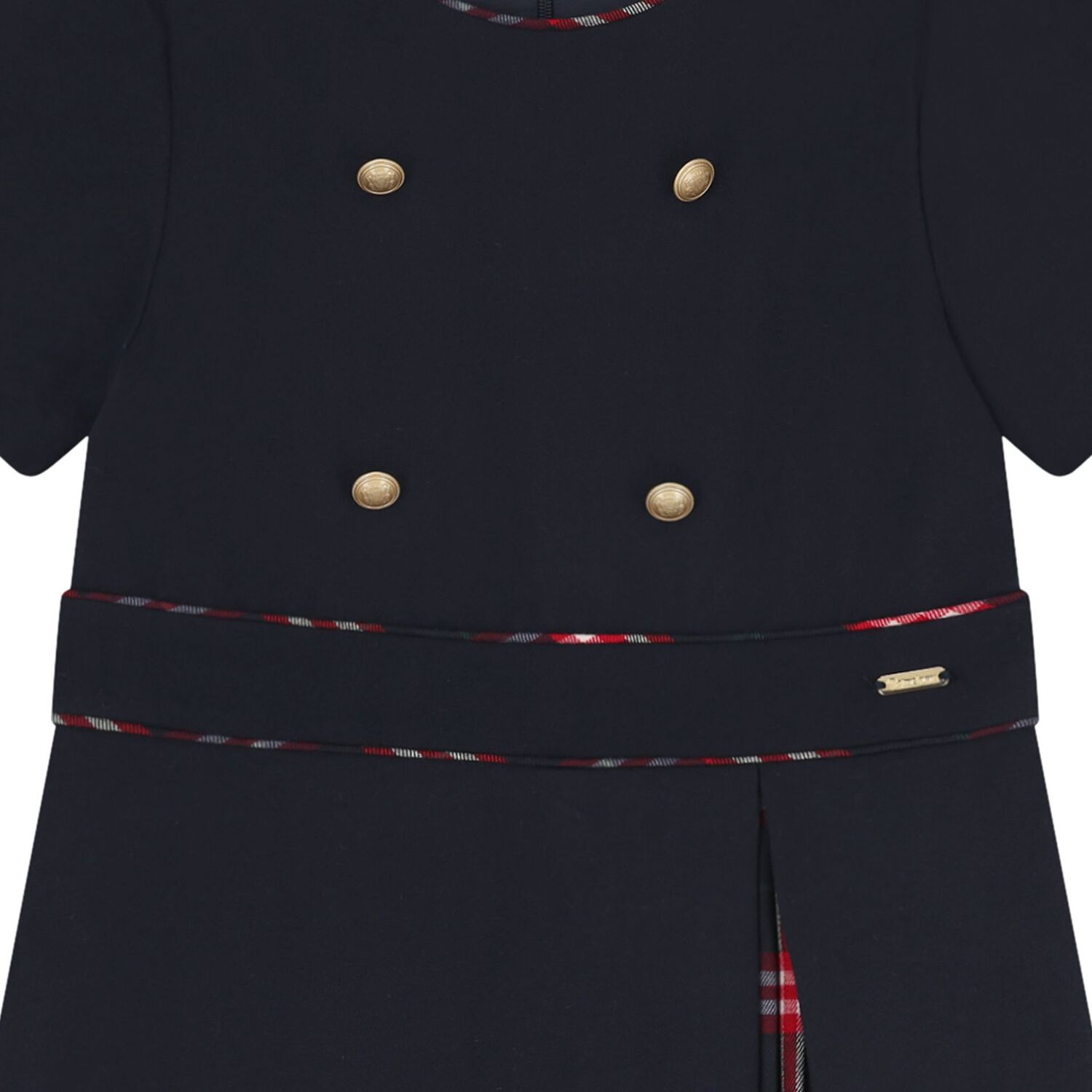 Girls Navy Blue Tartan Dress, 1, hi-res