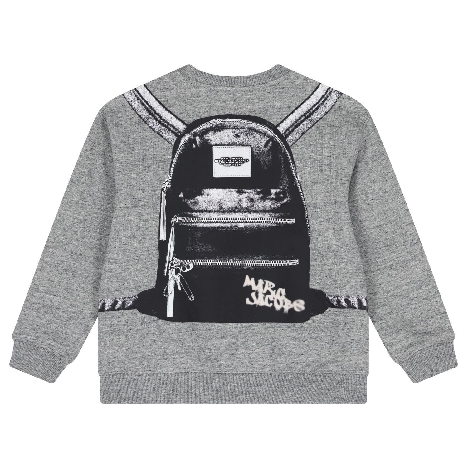 Boys Grey Logo Backpack Sweatshirt, 1, hi-res