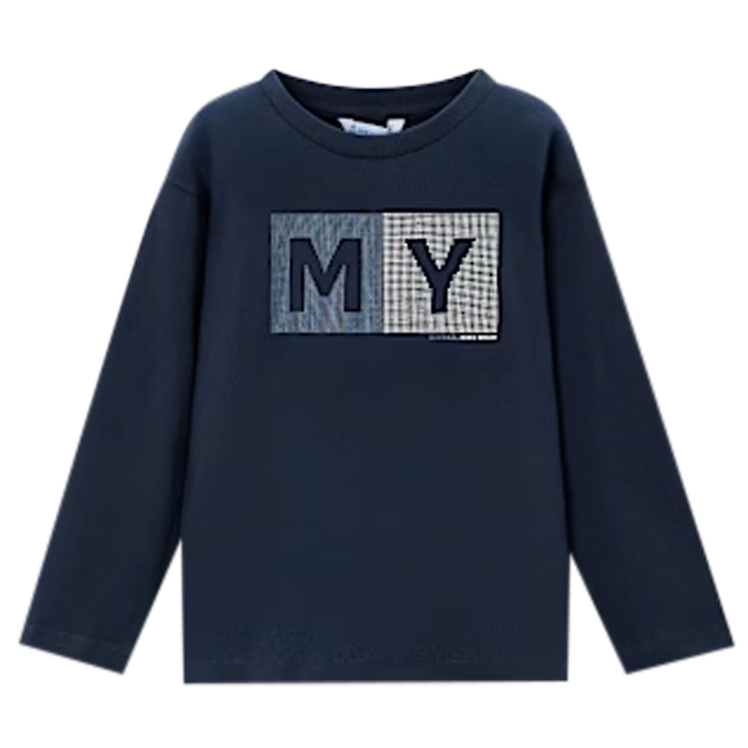 Boys Navy Blue Logo Long Sleeve Top, 4, hi-res