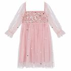 Girls Pink Embellished Tulle Dress, 1, hi-res