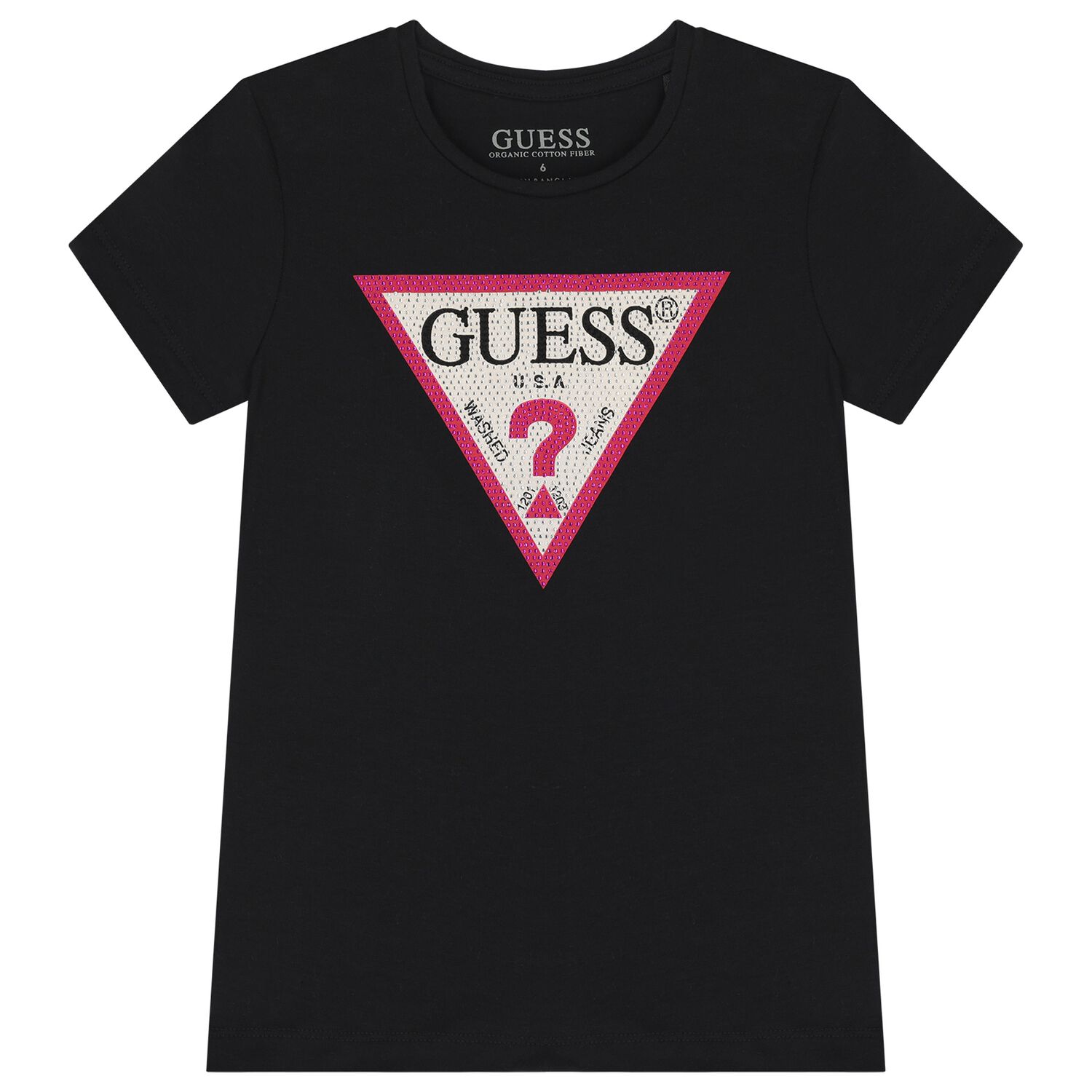 Girls Black Diamante Logo T-Shirt, 9, hi-res