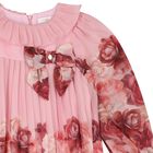 Girls Pink Floral Chiffon Dress, 1, hi-res