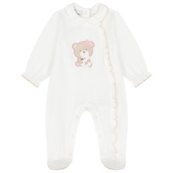 Baby Girls Ivory Teddy Bear Babygrow