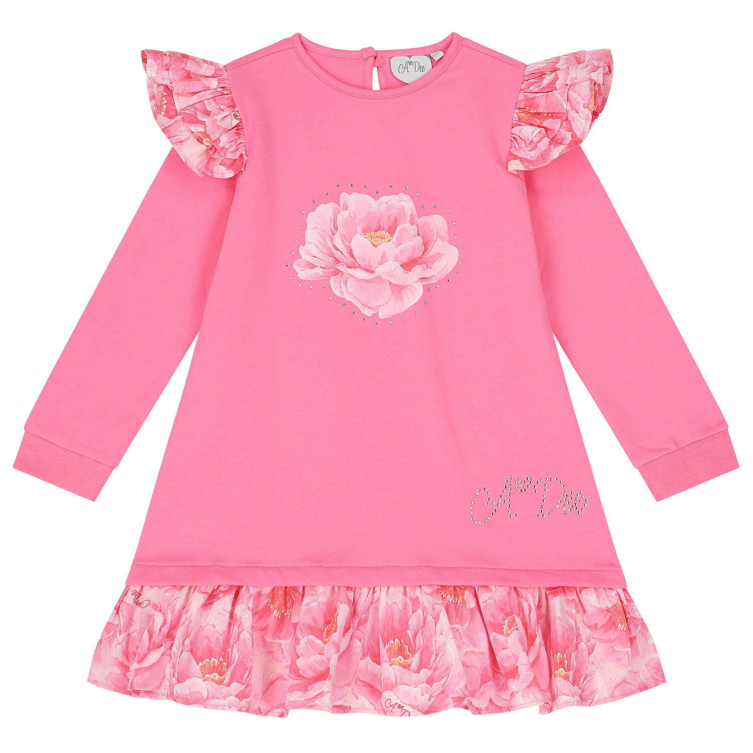 فستان بنات بالزهور باللون الوردى, 1, hi-res