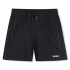 Boys Black Logo Shorts, 1, hi-res