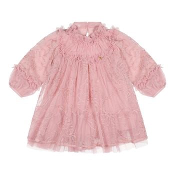 Baby Girls Pink Stitch Embroidered Tulle Nadiya Dress