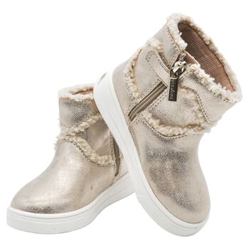 Girls Gold Faux Fur Boots
