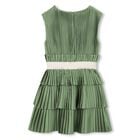 فستان ساتان مطوي بشعار باللون الاخضر للبنات, 2, hi-res