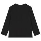 Boys Black Logo Long Sleeve Top, 3, hi-res