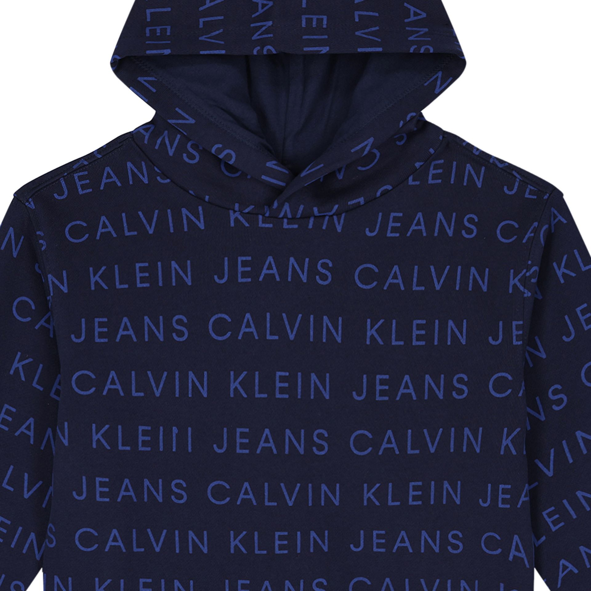 Calvin Klein Boys Navy Blue Logo Hooded Top Junior Couture UAE