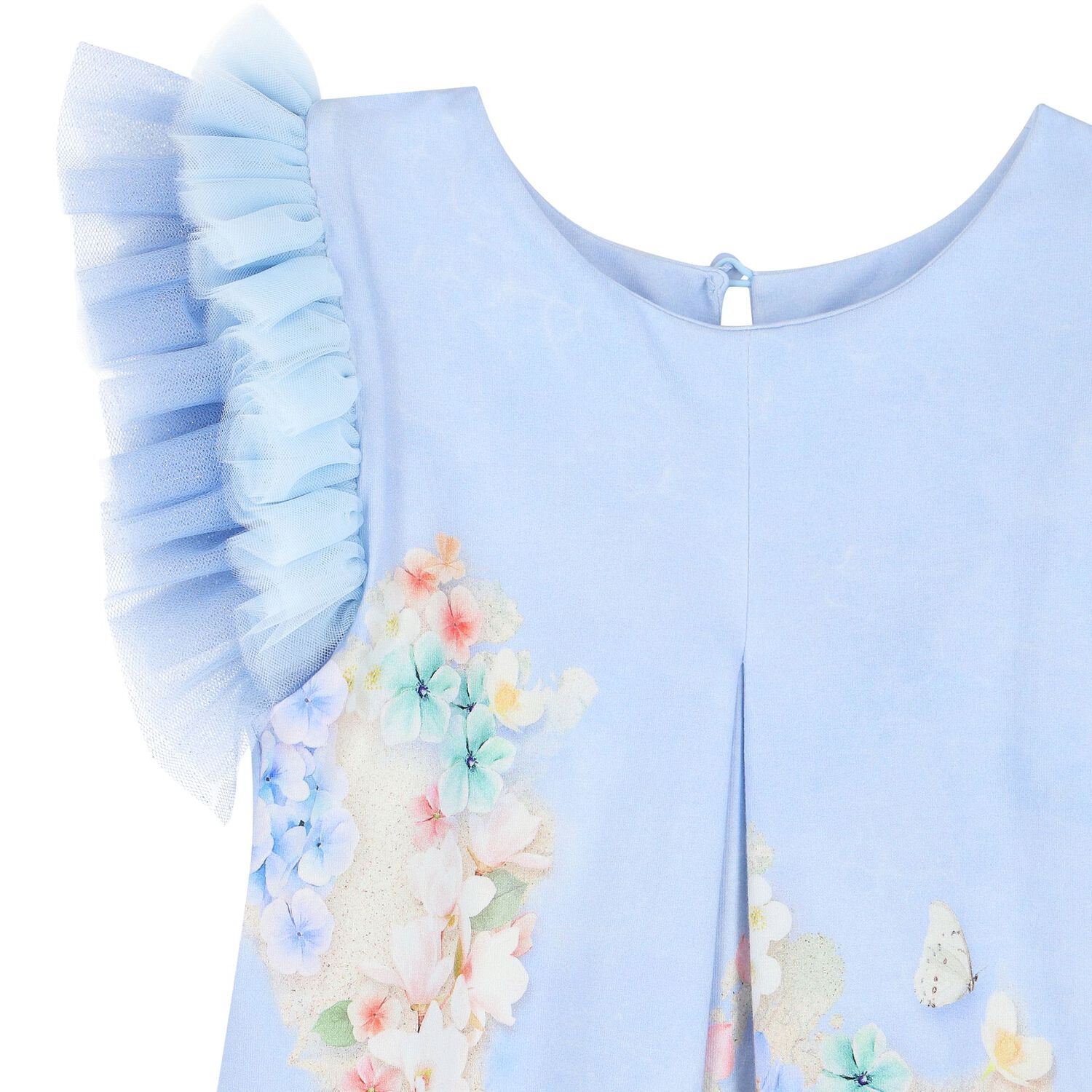 Girls Blue Floral Dress, 1, hi-res