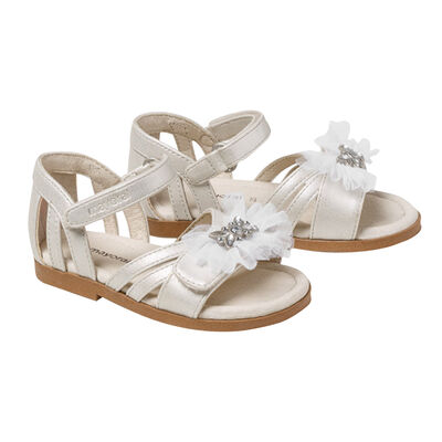 Younger Girls White Bow Sandals