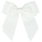 Girls White Bow Hairclip, 4, hi-res
