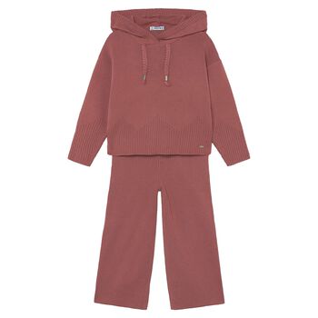 Girls Pink Knitted Trouser Set