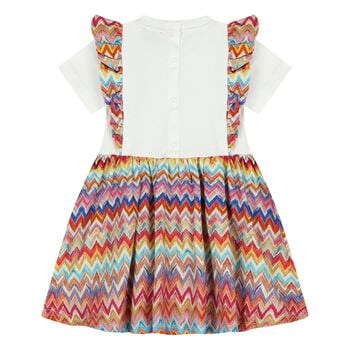 Younger Girls Multi-Coloured Logo Zig Zag Dress