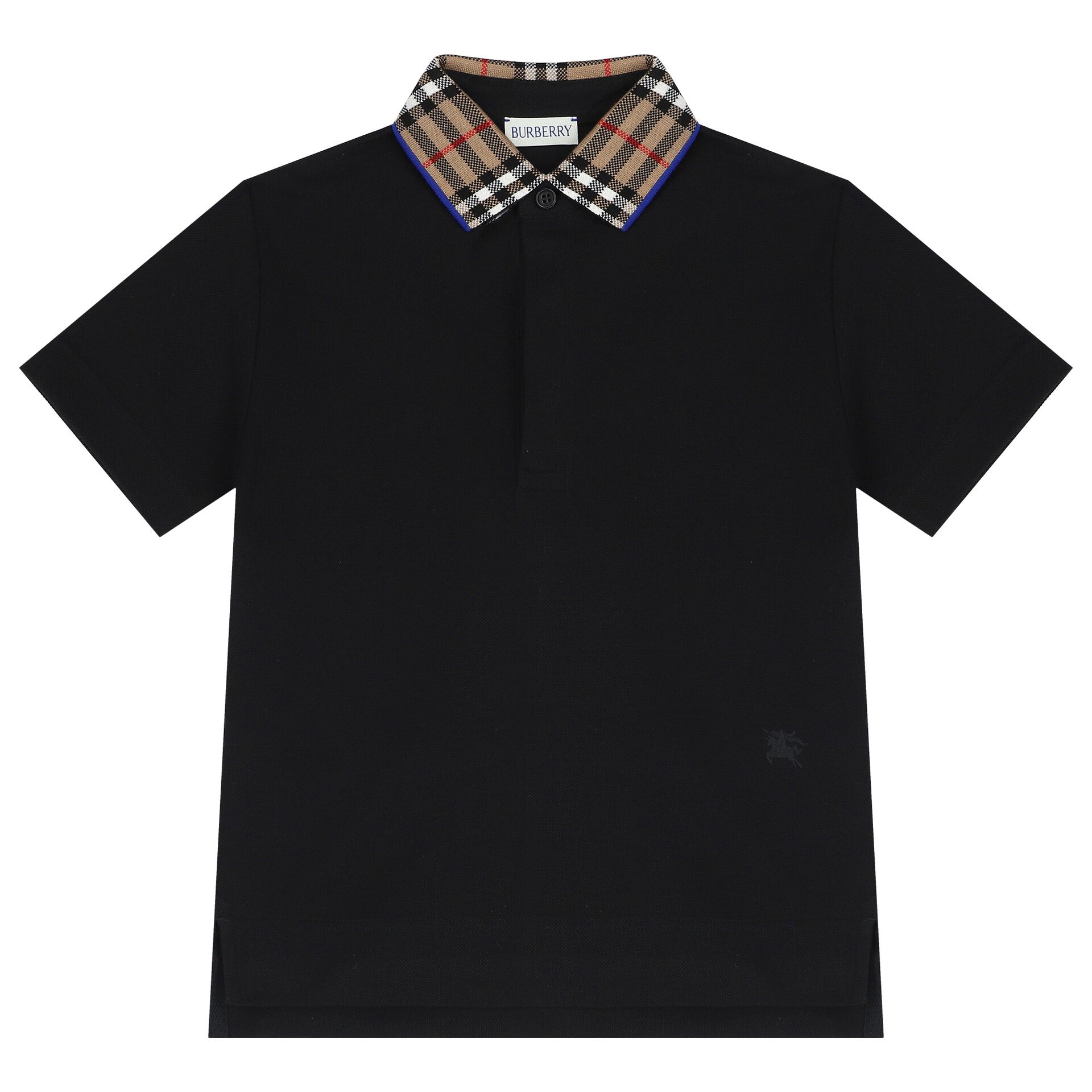 Burberry Boys Black Logo Check Polo Shirt Junior Couture UAE