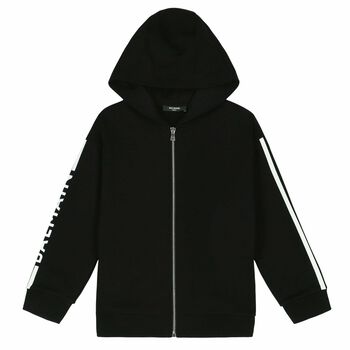 Boys Black Logo Zip Up Top