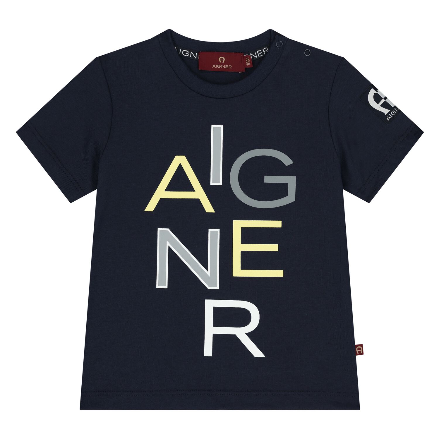 Younger Boys Navy Blue Logo T-Shirt, 2, hi-res image number null